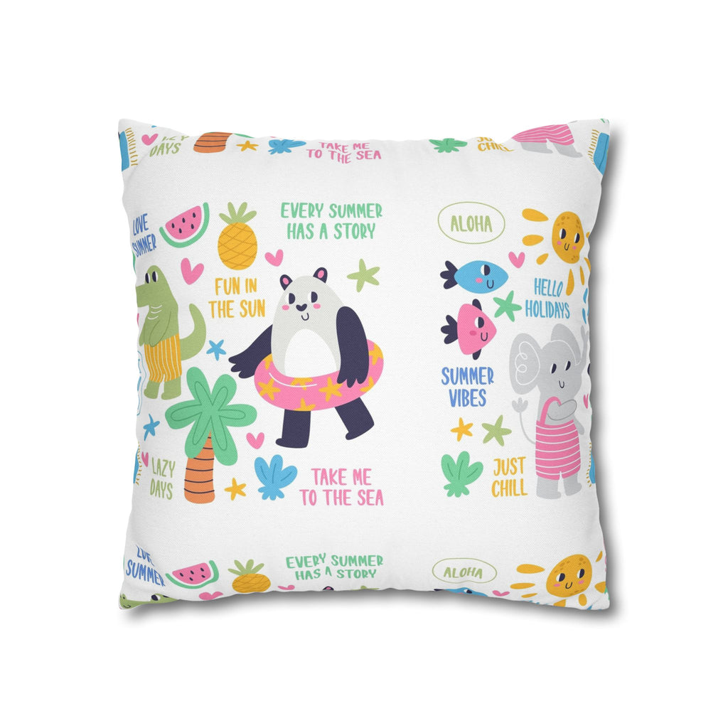 Cute Summer Animal Pattern Pillowcase — Personalized 'Rebecca' Tropical Throw Pillow Cover