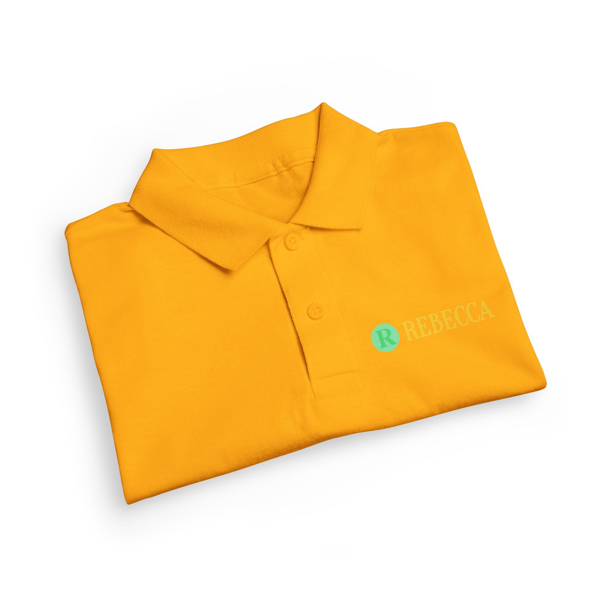 Youth Polo — Personalized ‘Rebecca’ Green Smiley Logo
