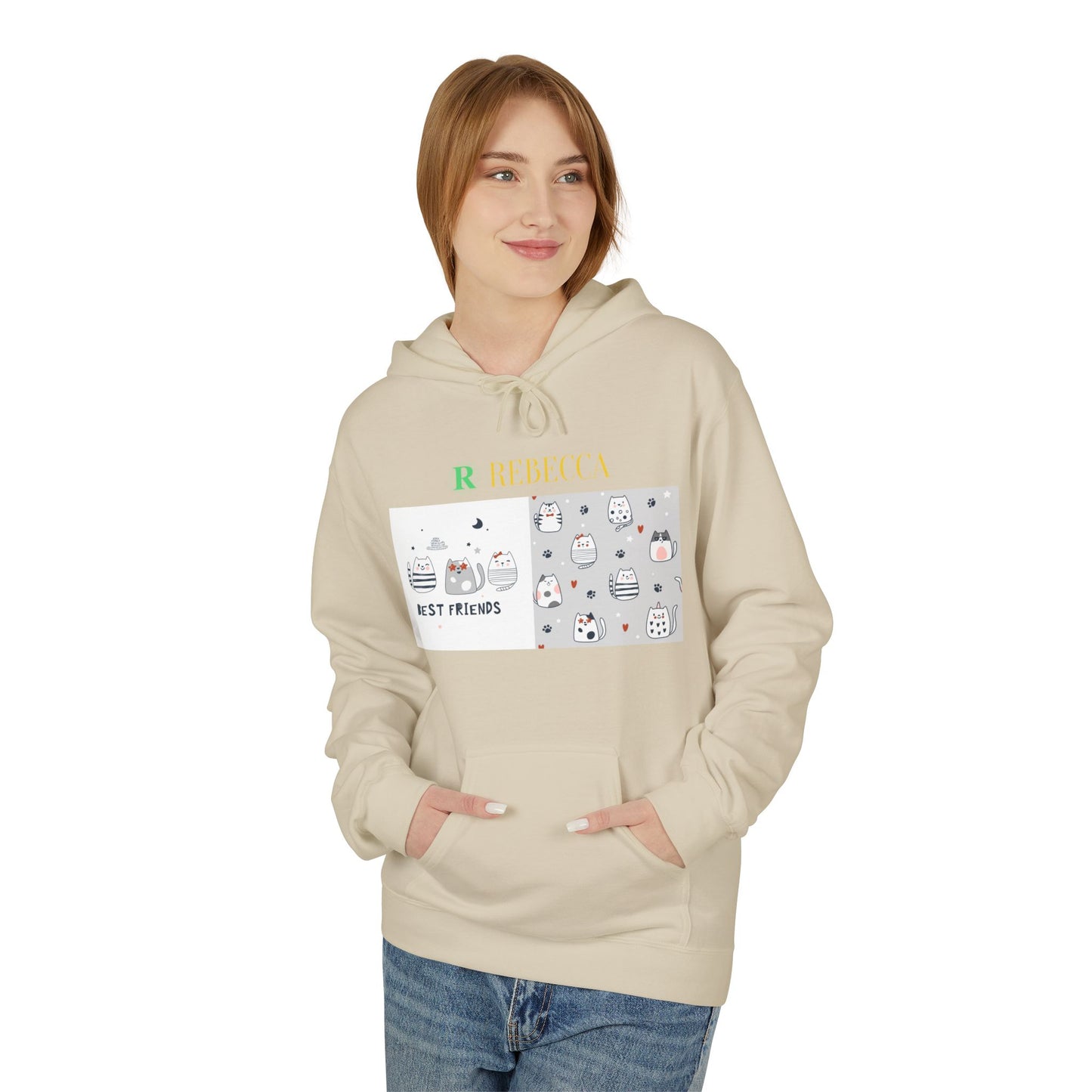 Best Friends Kawaii Cat Hoodie — Cute Cartoon Cat & Cupcake Graphic