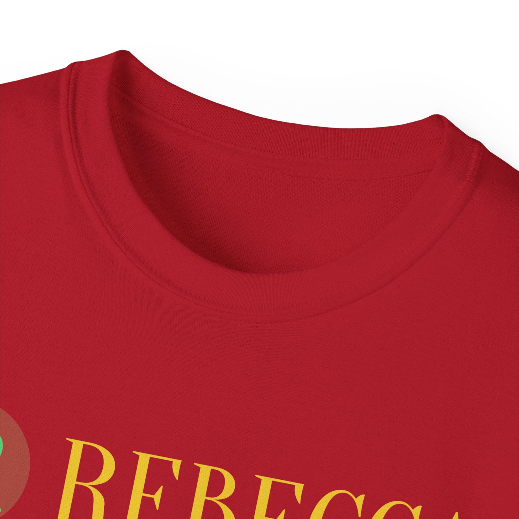 Personalized 'Rebecca' Name Tee — Simple Green & Gold Monogram T-Shirt