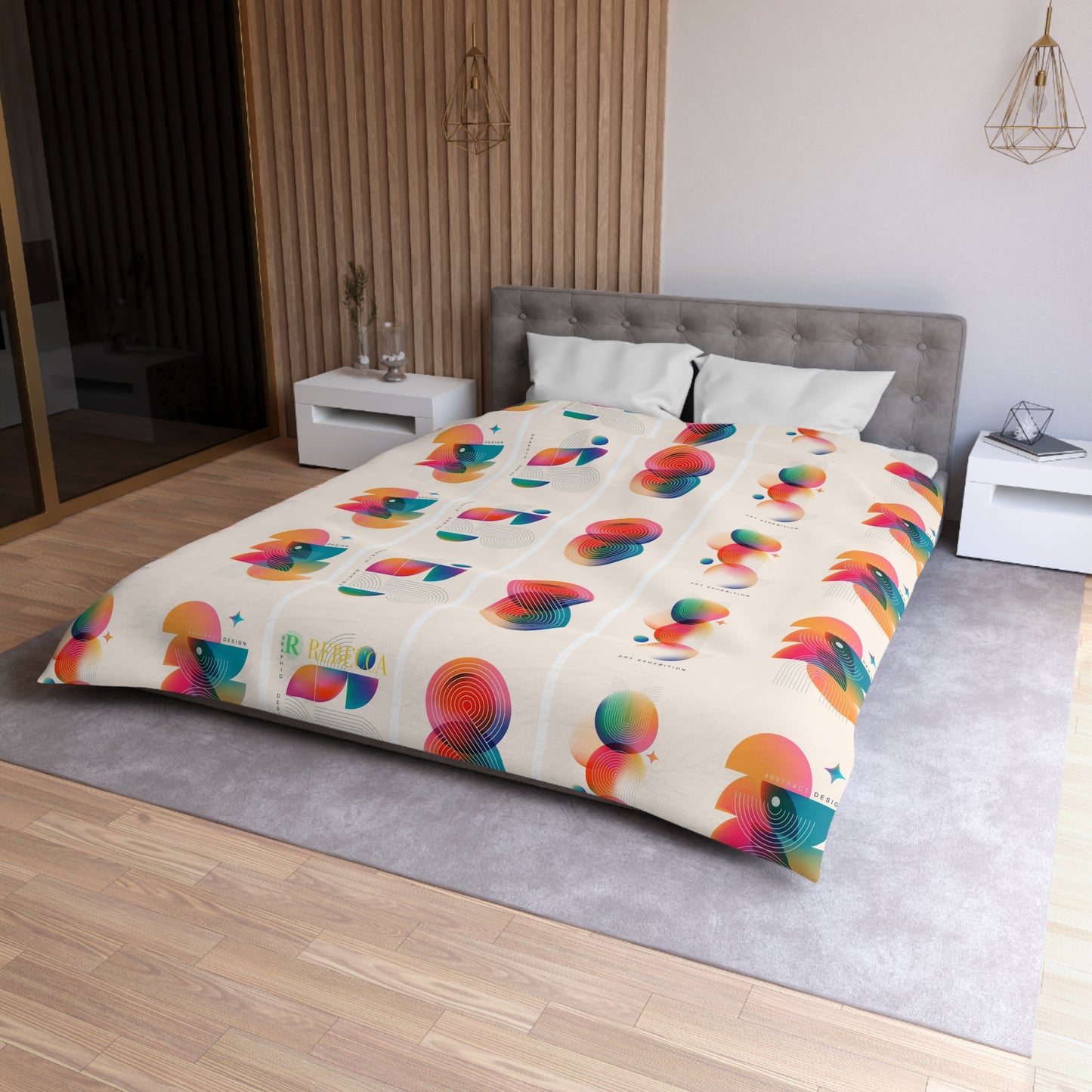 Abstract Colorful Shapes Duvet Cover — Modern Geometric Bedding