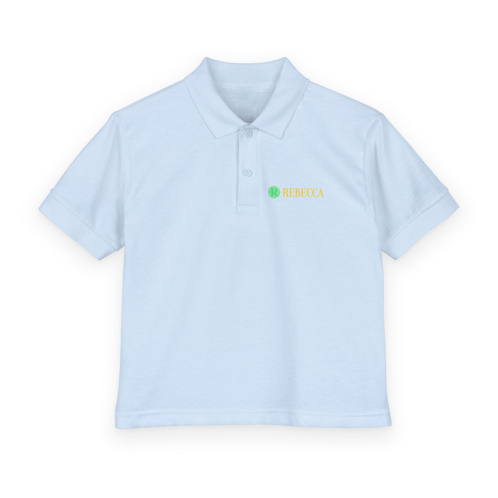 Youth Polo — Personalized ‘Rebecca’ Green Smiley Logo