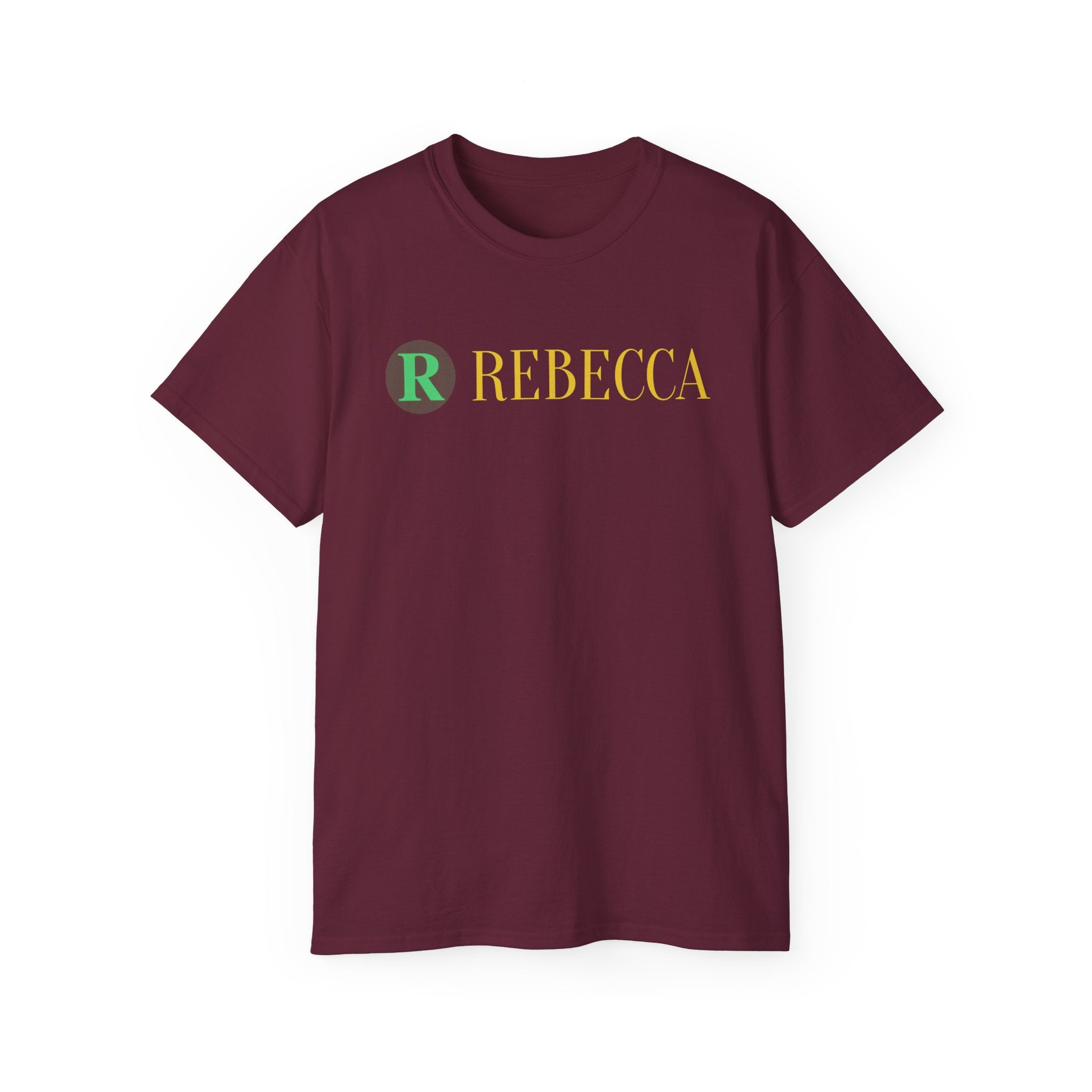 Personalized 'Rebecca' Name Tee — Simple Green & Gold Monogram T-Shirt
