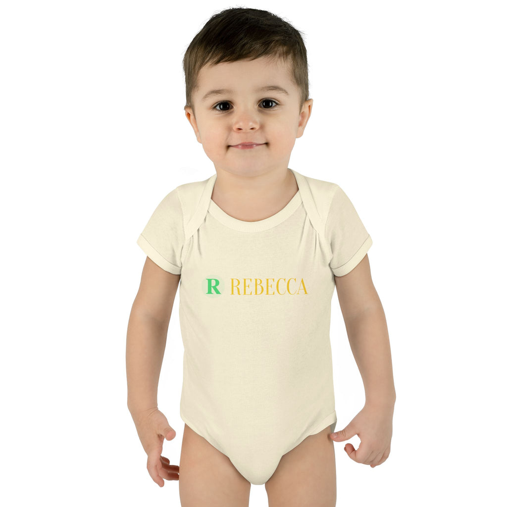 Personalized Infant Bodysuit - Monogram "R Rebecca" Baby Onesie, Newborn Gift