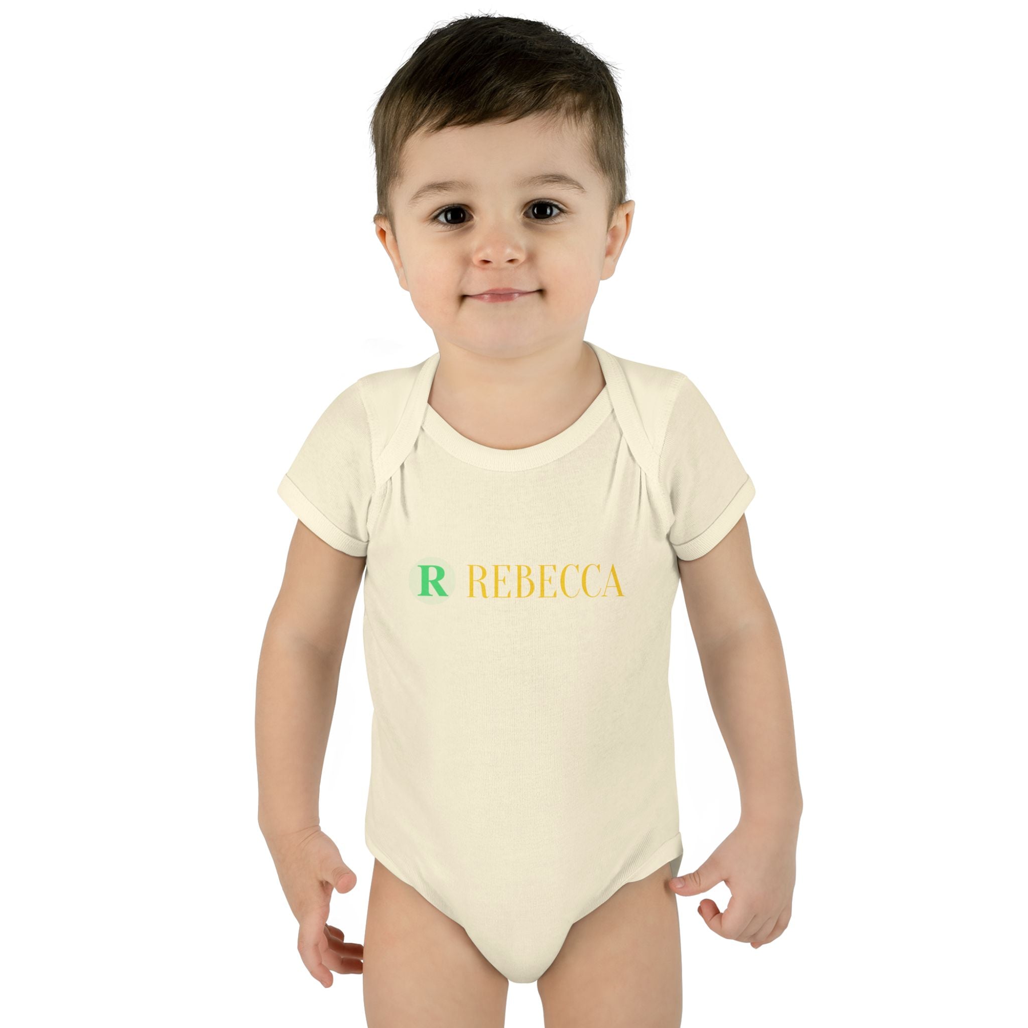 Personalized Infant Bodysuit - Monogram "R Rebecca" Baby Onesie, Newborn Gift
