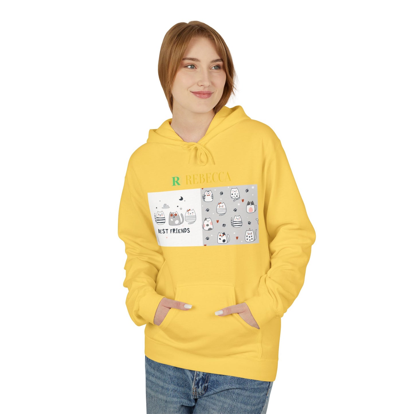 Best Friends Kawaii Cat Hoodie — Cute Cartoon Cat & Cupcake Graphic