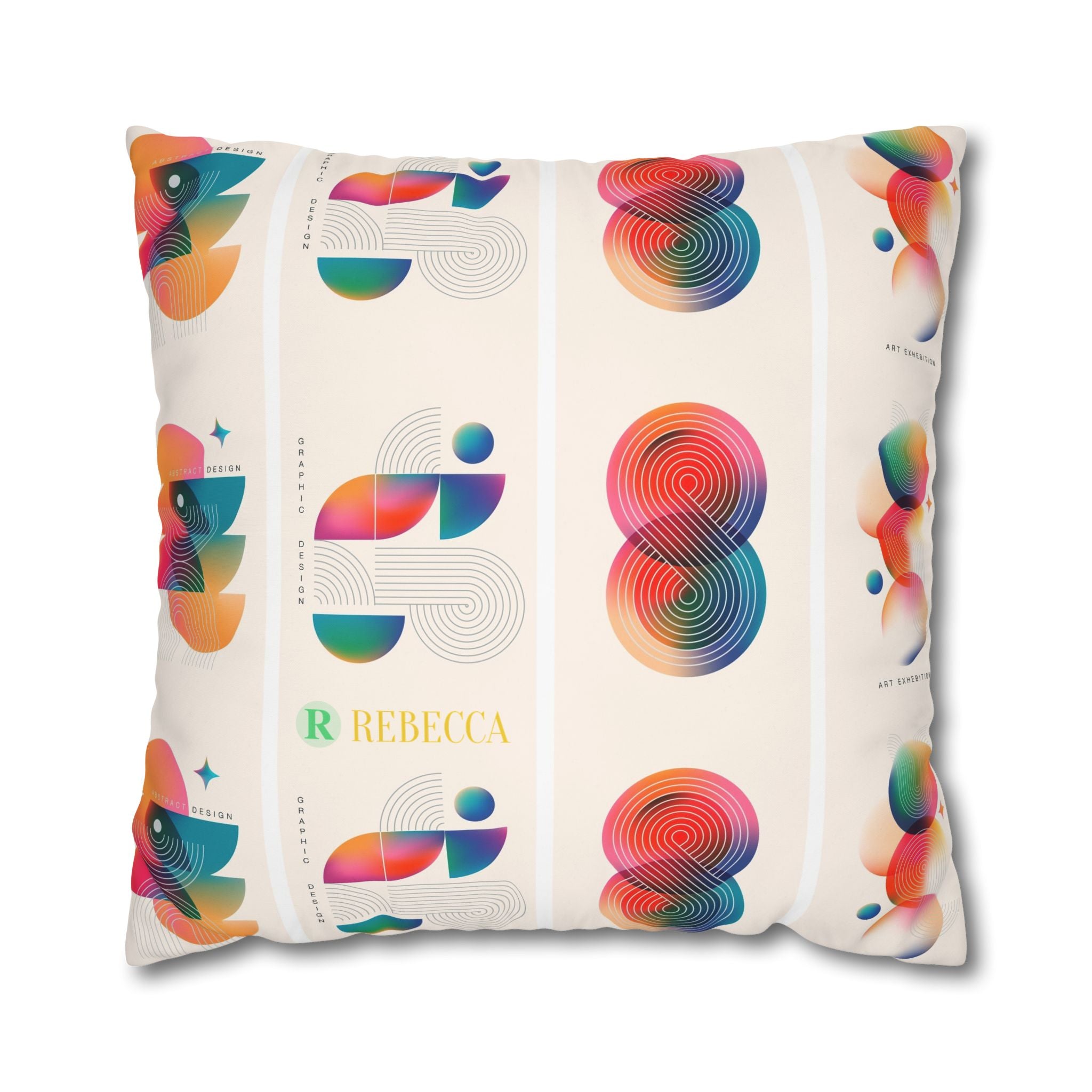 Personalized Geometric Art Square Pillowcase — Custom Name Modern Decorative Throw Pillow Cover