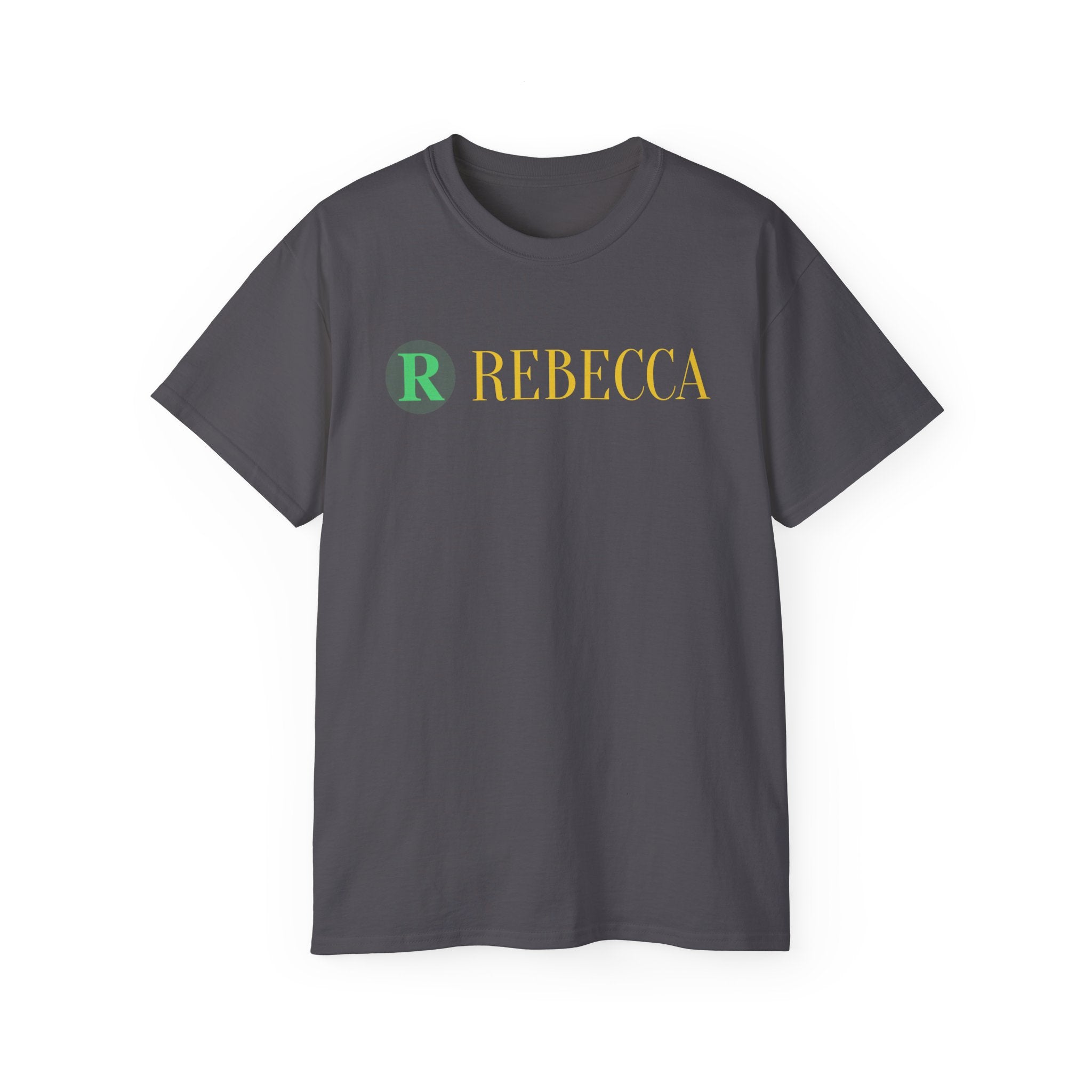 Personalized 'Rebecca' Name Tee — Simple Green & Gold Monogram T-Shirt