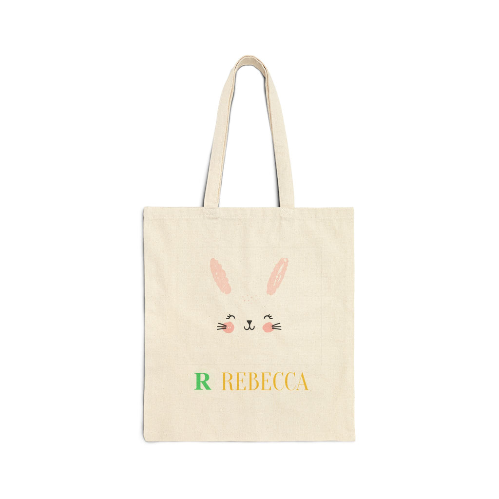 Personalized Bunny Canvas Tote — Custom Name Rebecca