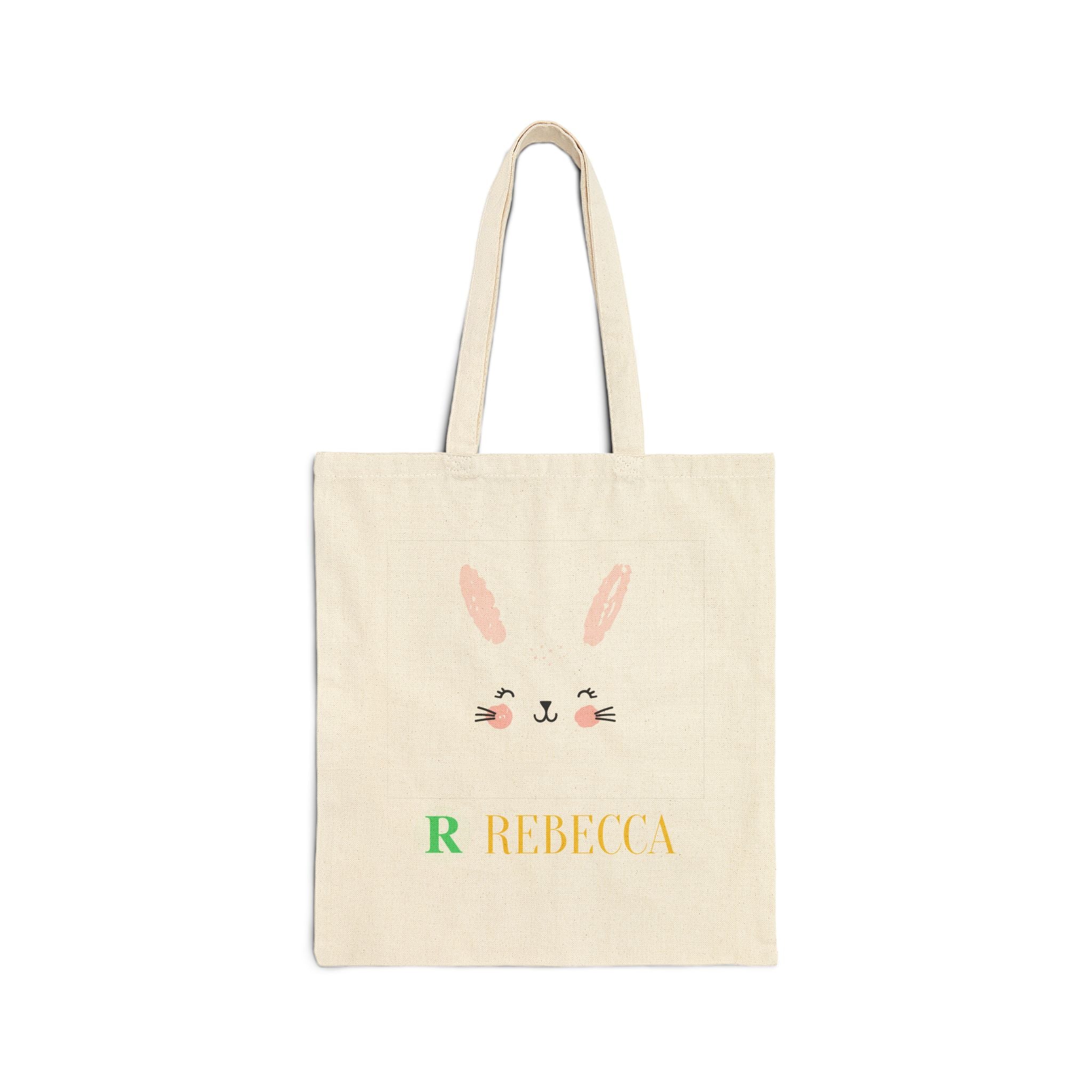 Personalized Bunny Canvas Tote — Custom Name Rebecca