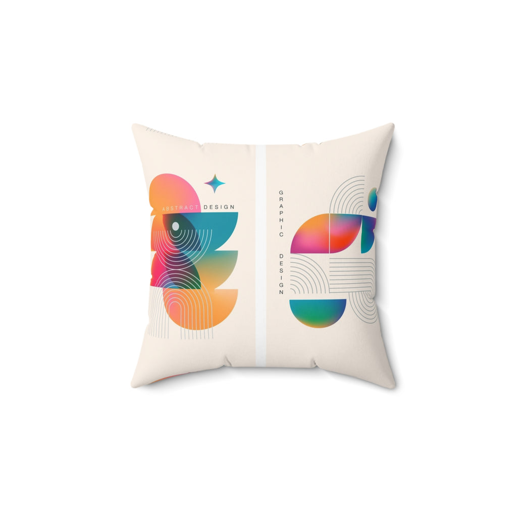 Abstract Rainbow Geometric Square Pillow — Modern Colorful Decorative Cushion