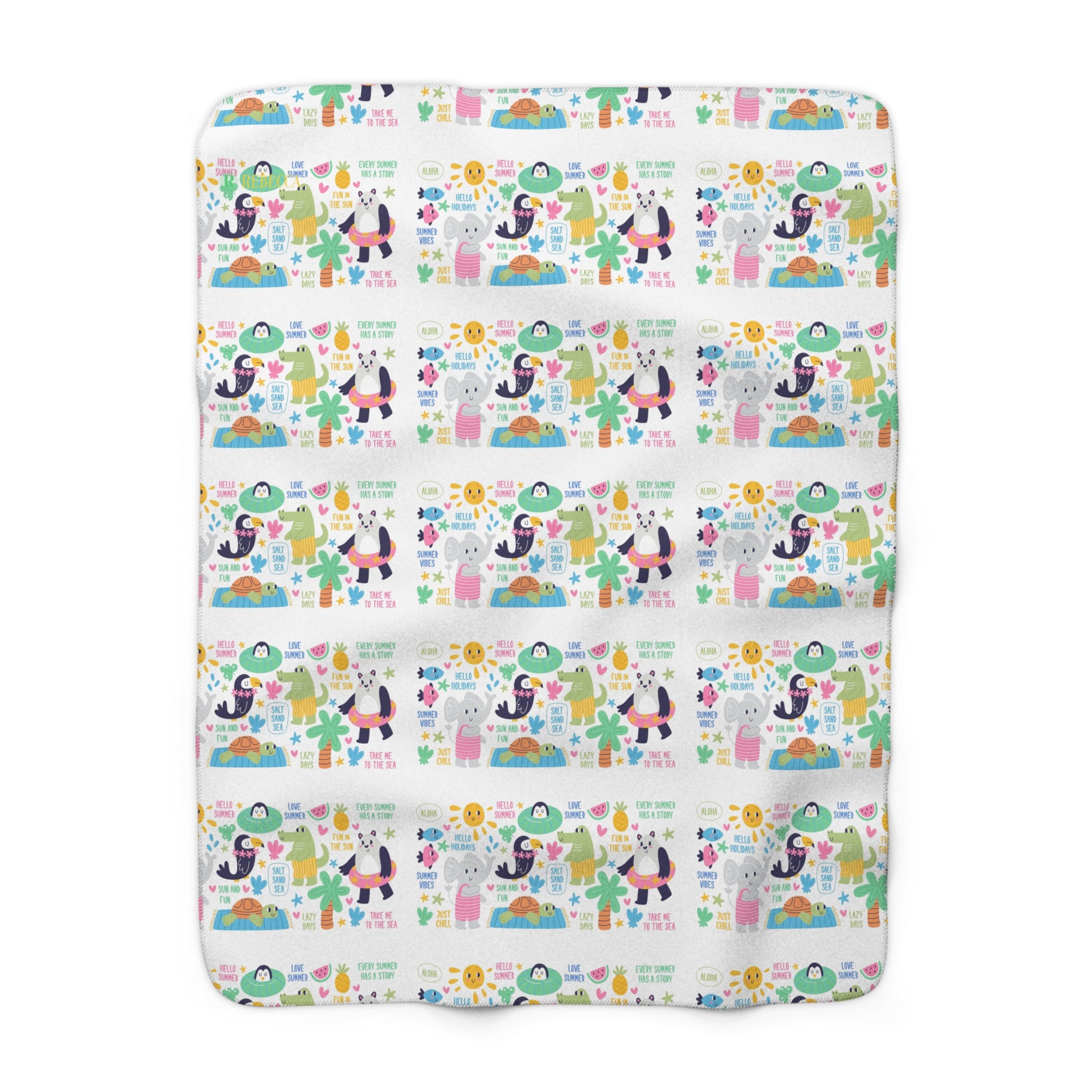 Sherpa Blanket – Cute Tropical Animals Pattern, Cozy Fleece Throw for Kids & Nursery