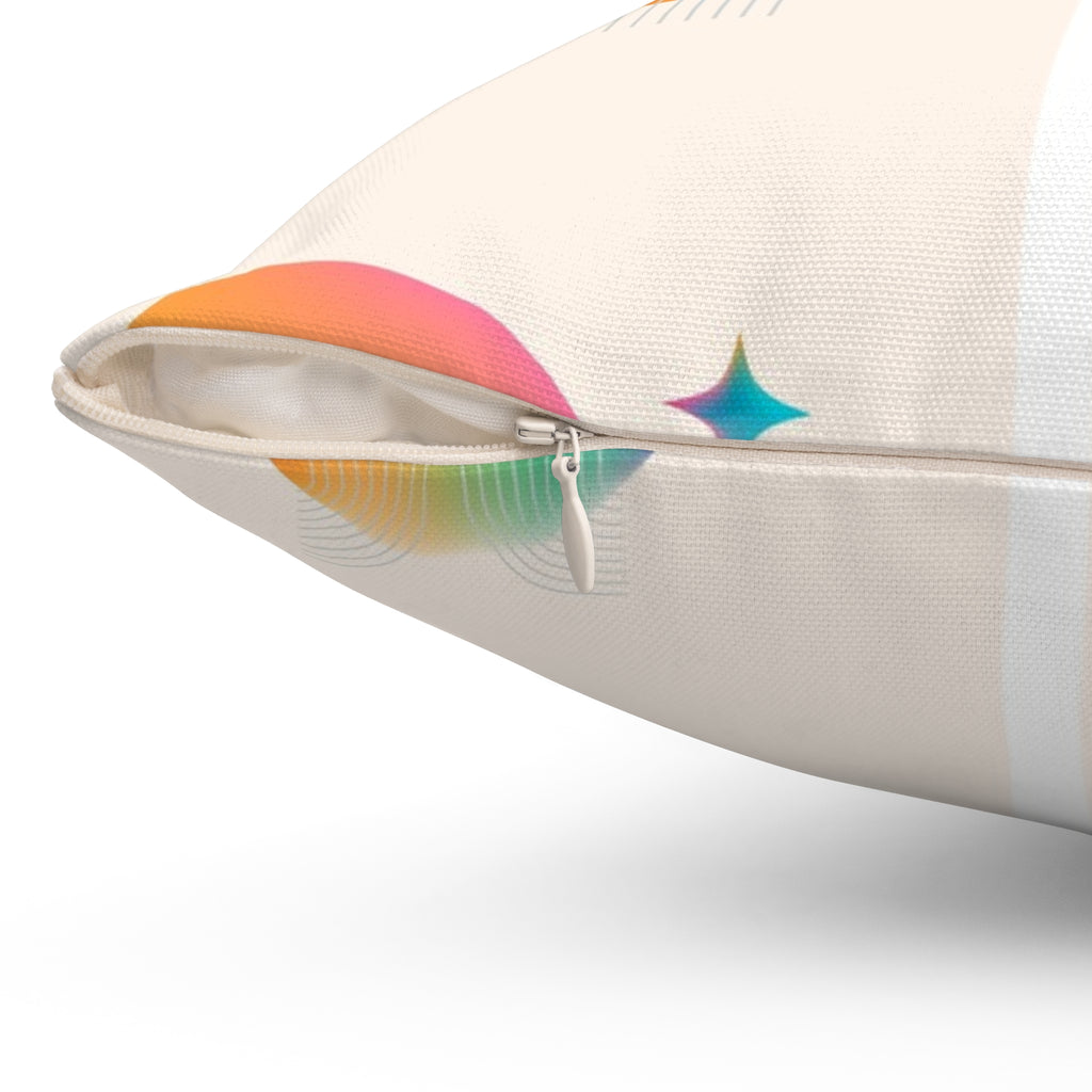 Abstract Rainbow Geometric Square Pillow — Modern Colorful Decorative Cushion