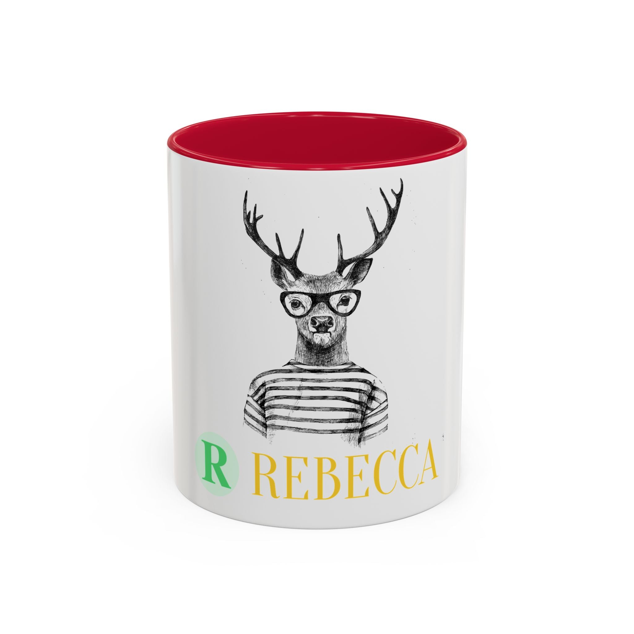 Personalized Deer Head Mug — Custom Name Colorful Ceramic Coffee Cup (11oz/15oz)