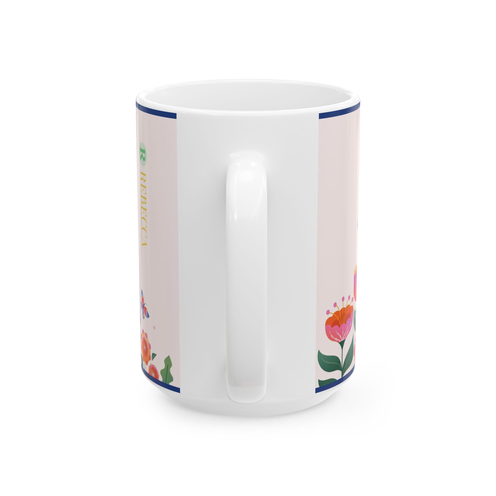 Personalized Floral Ceramic Mug – Custom Name Coffee Cup (11oz & 15oz)