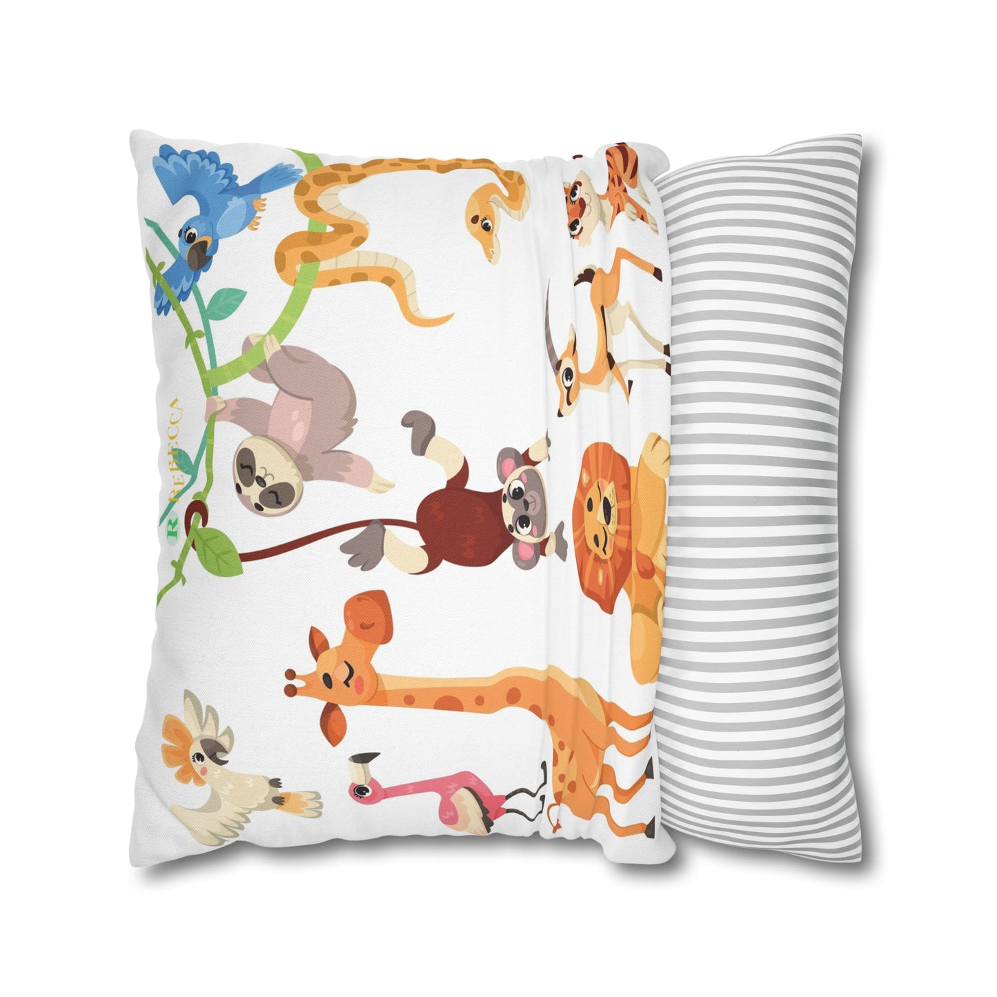 Cute Jungle Animals Throw Pillowcase — Personalized Kids Room Decor