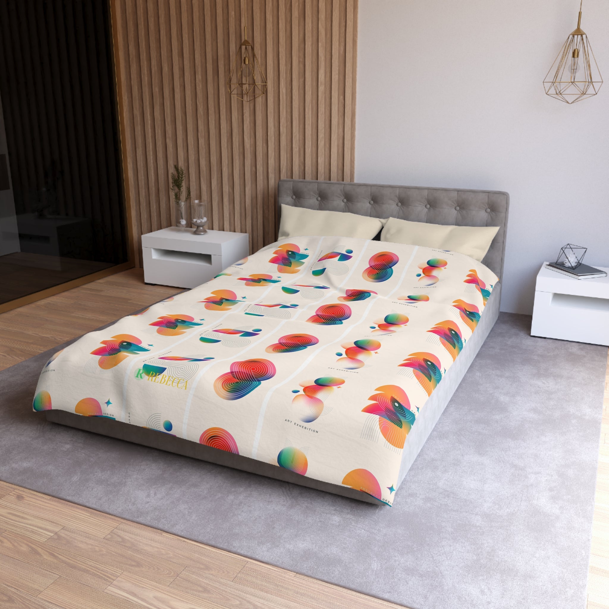 Abstract Colorful Shapes Duvet Cover — Modern Geometric Bedding