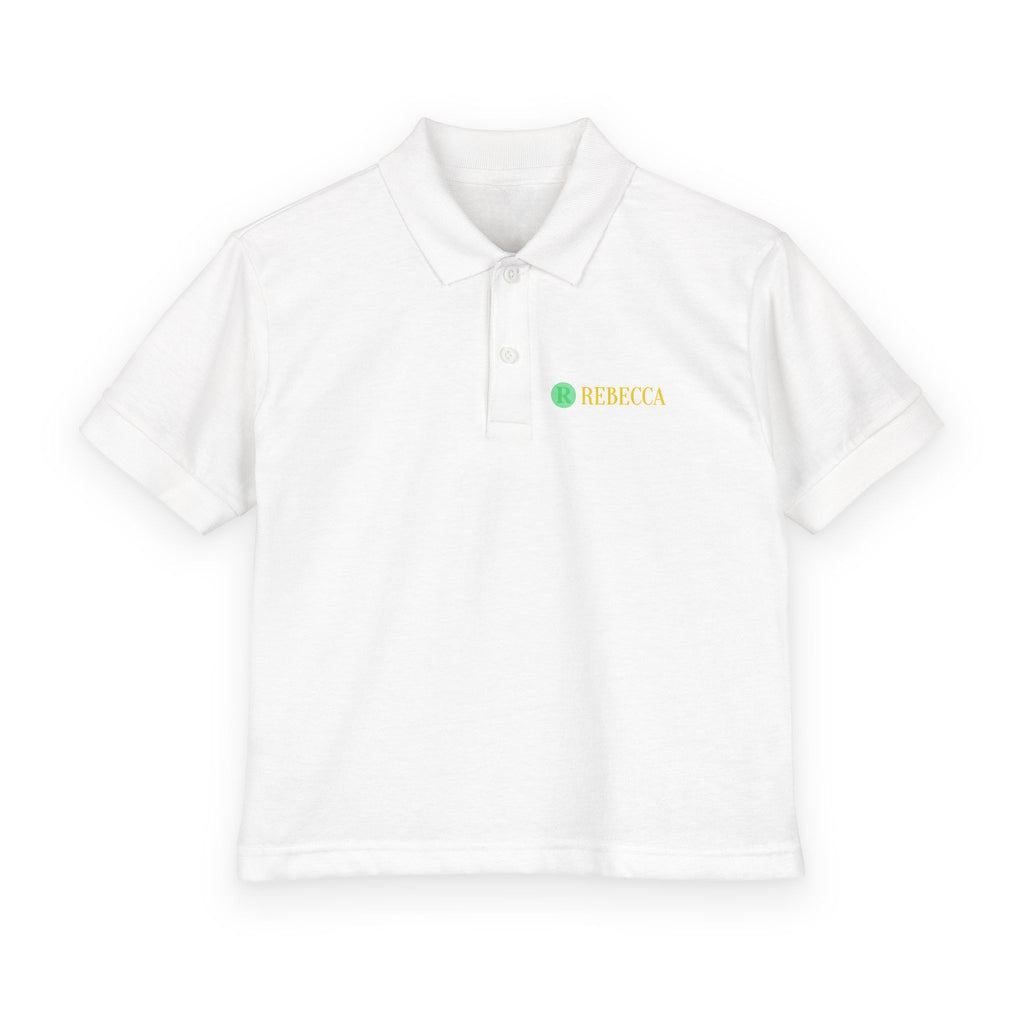 Youth Polo — Personalized ‘Rebecca’ Green Smiley Logo
