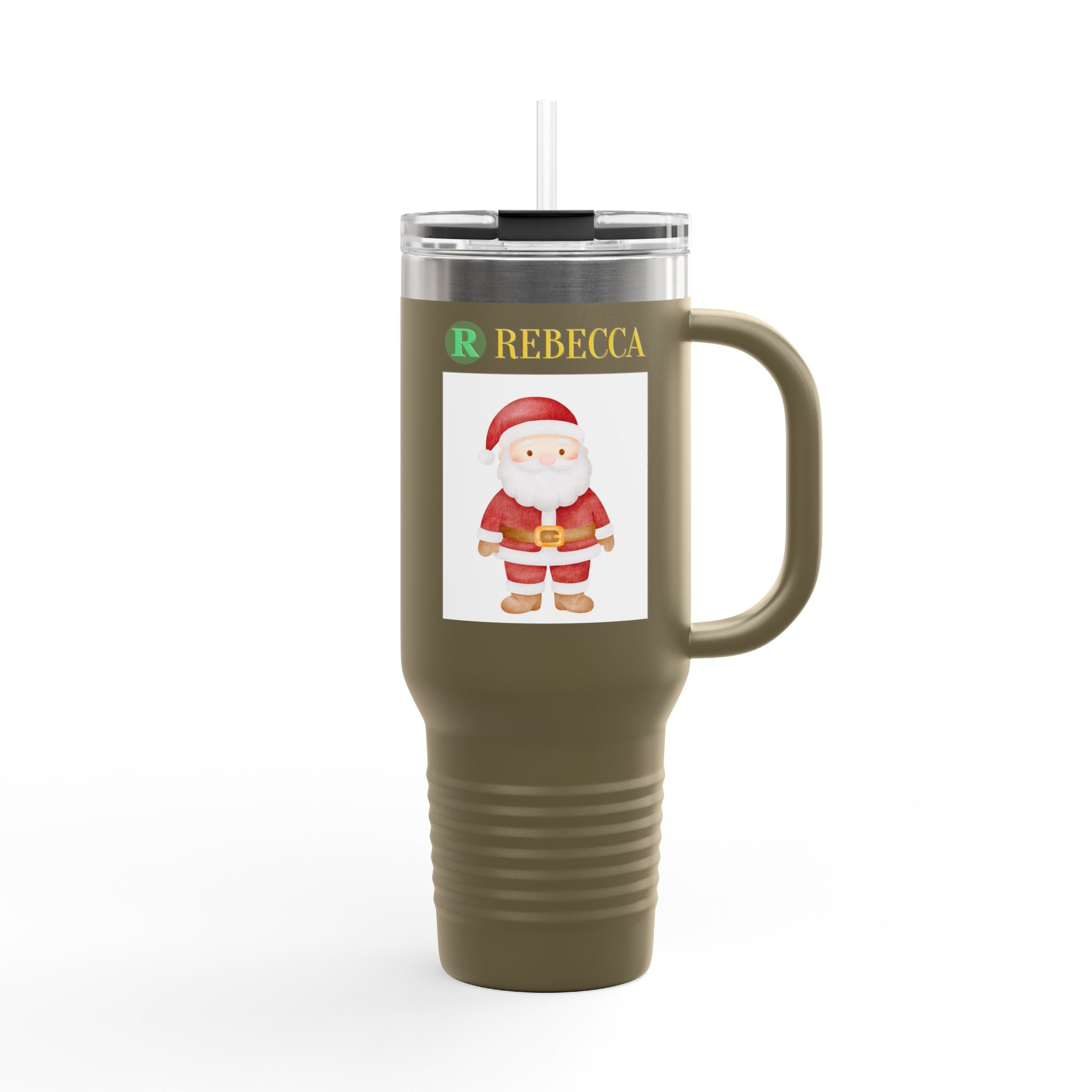 40oz Insulated Travel Mug — Cute Santa Christmas Design
