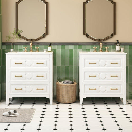 60'' Bathroom Vanity Set with Ceramic Sink (Separate), Free Standing