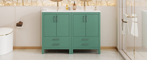 48'' Bathroom Vanity with Ceramic Sink Combo, Modern Freestanding